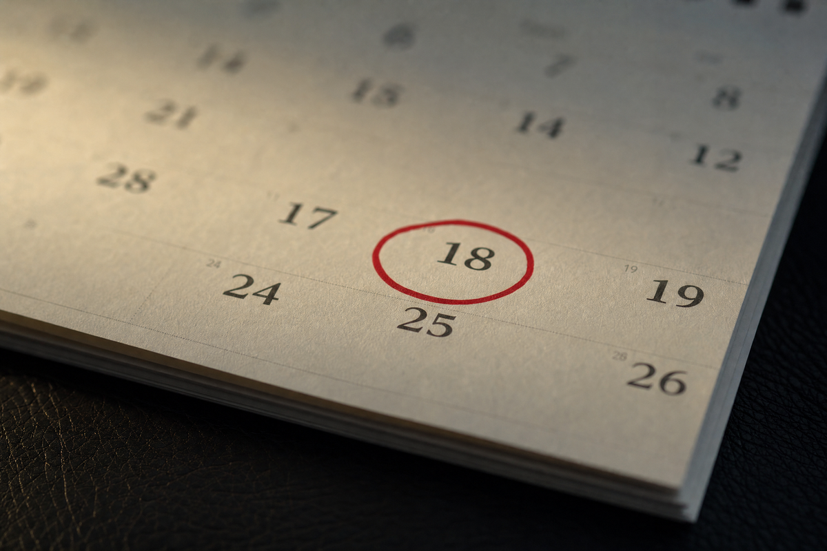 a calendar with a date circled in red ink